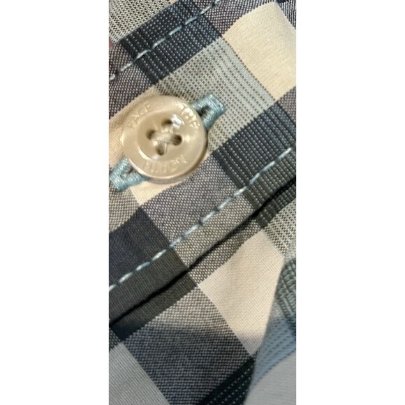 The North Face Shirt Mens Medium Blue Check Button Up Short Sleeve Camp Hiking - Picture 5 of 11